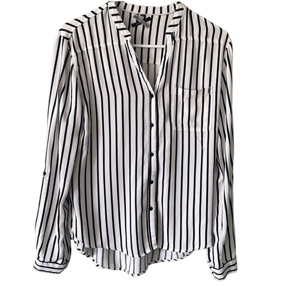 Khujo Women's Constanze White Striped Viscose Long Sleeves Shirt Size Medium - Picture 1 of 7